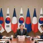 2026년 G7 국가 이름과 경제력 현황 2026년 프랑스 에비앙 G7 정상회의 장면, 일곱 개국 국기와 회의 테이블