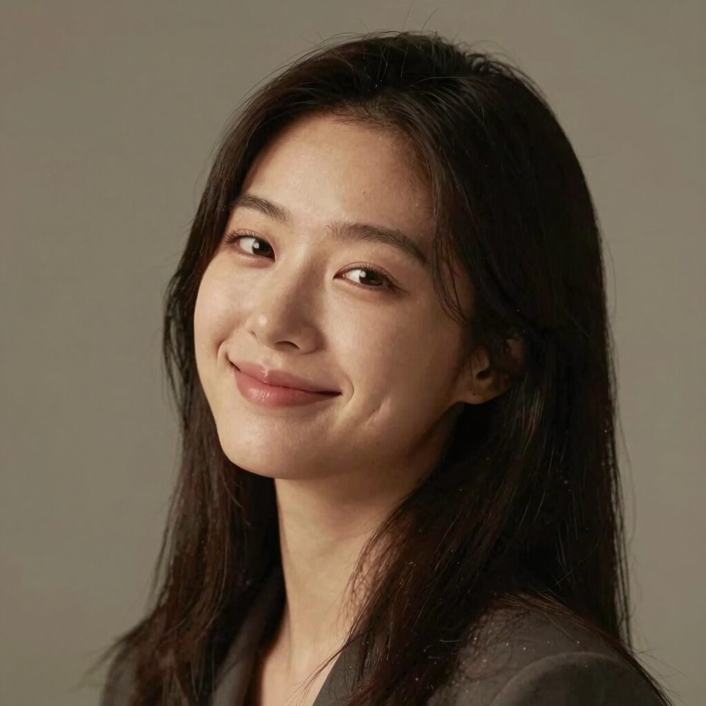 가수 이랑의 프로필 사진, 부드러운 조명 아래 미소 짓고 있는 모습