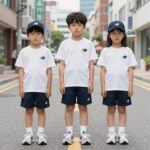 뉴발란스 키즈 래쉬가드 세트 추천 뉴발란스 키즈 래쉬가드 세트 티셔츠형과 모자 구성 사진
