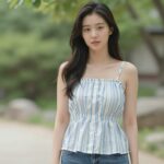 여성 4부 반바지 청량한 여름 스타일링