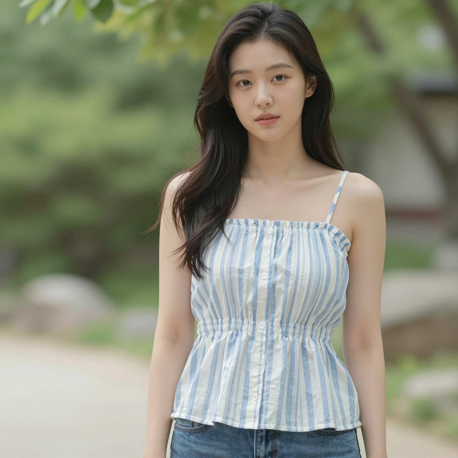 여성 4부 반바지 청량한 여름 스타일링
